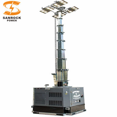 야외 디젤 모바일 조명 타워 높이 9m 6kw 9kw LED 조명 타워 발전기
